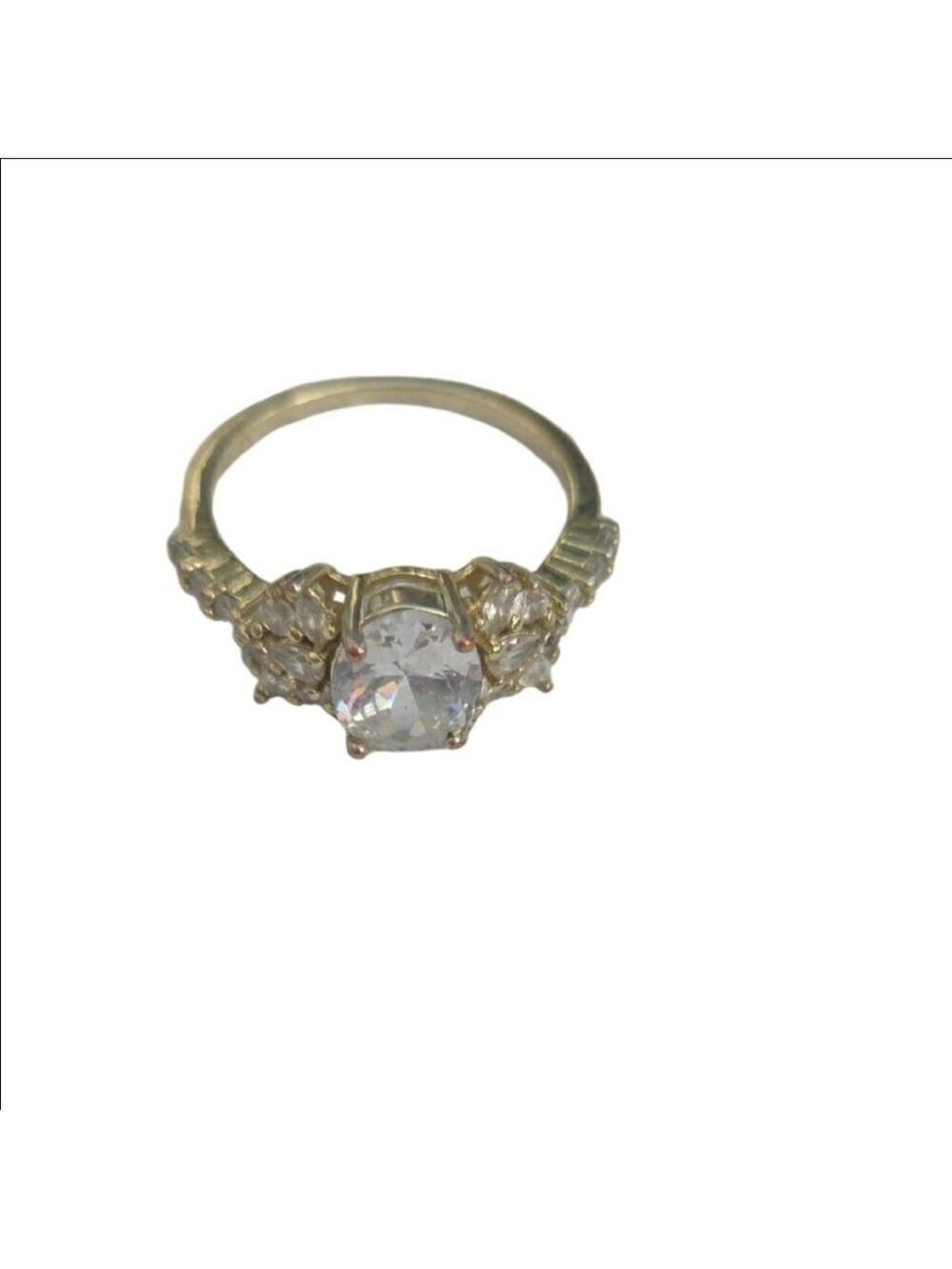 Gold Ring Clear Stones Size 7